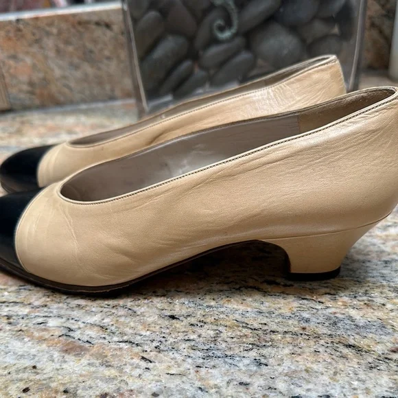 Chanel Tan and Black Cap-Toe Heels - Classic - Picture 2 of 5